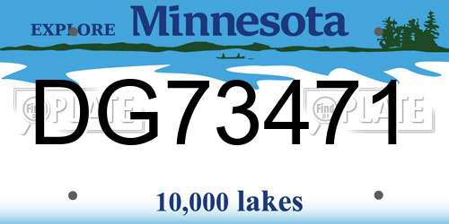 DG73471 Minnesota License Plate