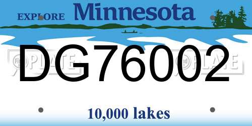 DG76002 Minnesota License Plate