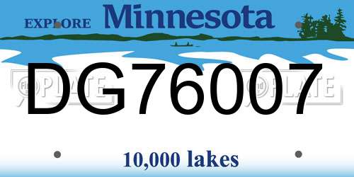 DG76007 Minnesota License Plate