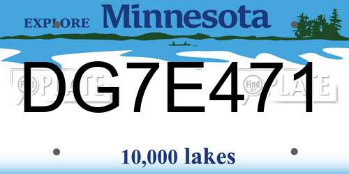 DG7E471 Minnesota License Plate