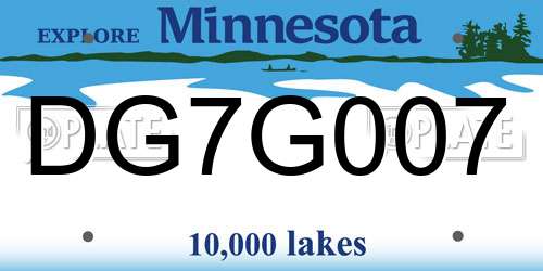DG7G007 Minnesota License Plate