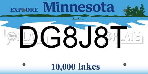 DG8J8T Minnesota License Plate