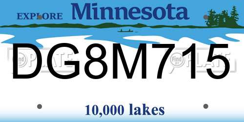 DG8M715 Minnesota License Plate