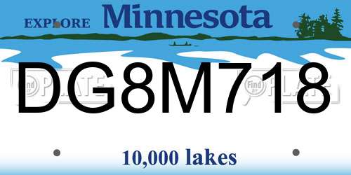 DG8M718 Minnesota License Plate