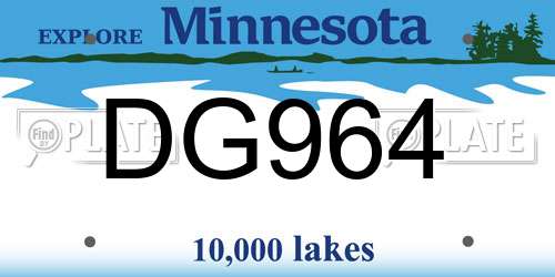 DG964 Minnesota License Plate