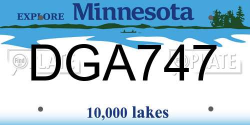 DGA747 Minnesota License Plate