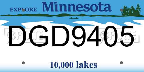 DGD9405 Minnesota License Plate