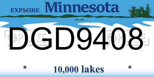 DGD9408 Minnesota License Plate