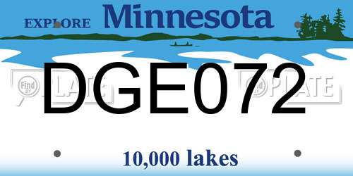 DGE072 Minnesota License Plate