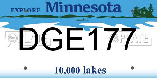 DGE177 Minnesota License Plate