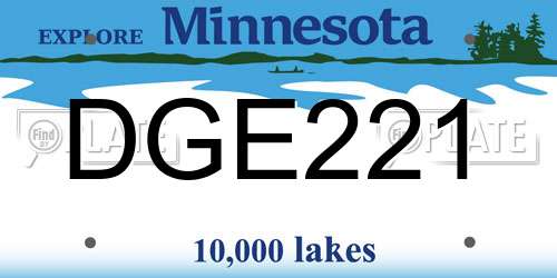 DGE221 Minnesota License Plate