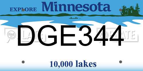 DGE344 Minnesota License Plate