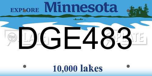 DGE483 Minnesota License Plate