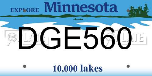 DGE560 Minnesota License Plate