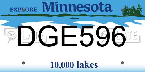 DGE596 Minnesota License Plate