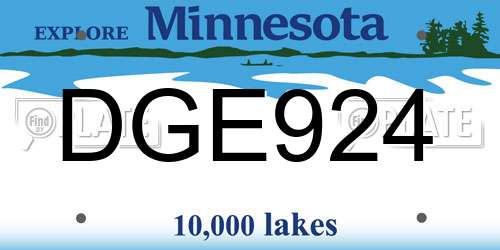 DGE924 Minnesota License Plate