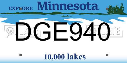 DGE940 Minnesota License Plate