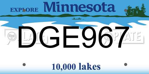 DGE967 Minnesota License Plate