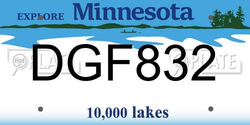 DGF832 Minnesota License Plate