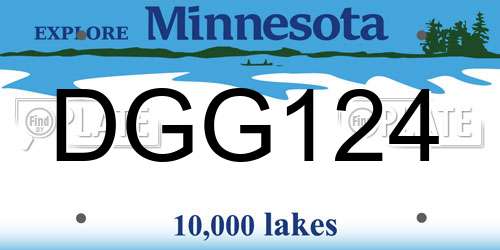 DGG124 Minnesota License Plate