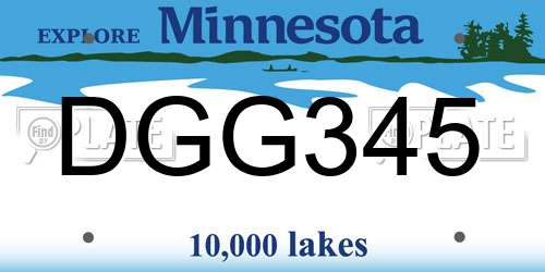 DGG345 Minnesota License Plate