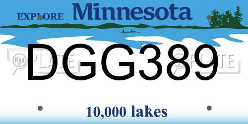 DGG389 Minnesota License Plate