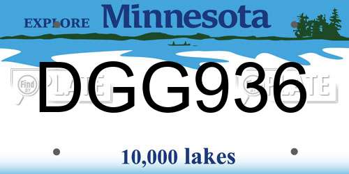 DGG936 Minnesota License Plate