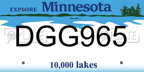 DGG965 Minnesota License Plate