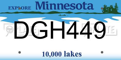 DGH449 Minnesota License Plate