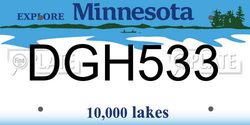 DGH533 Minnesota License Plate