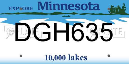 DGH635 Minnesota License Plate