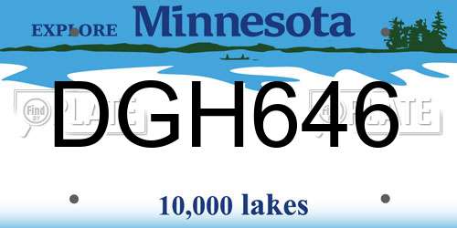 DGH646 Minnesota License Plate