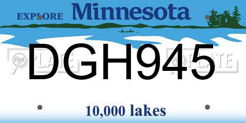 DGH945 Minnesota License Plate