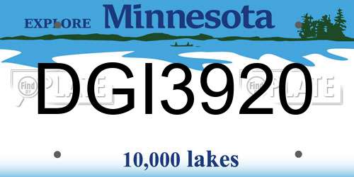DGI3920 Minnesota License Plate