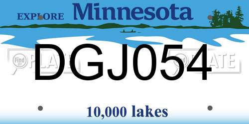 DGJ054 Minnesota License Plate