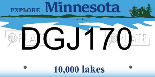DGJ170 Minnesota License Plate