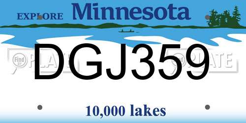 DGJ359 Minnesota License Plate