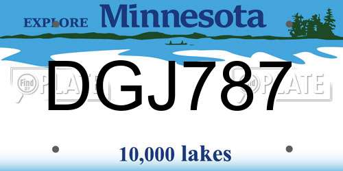 DGJ787 Minnesota License Plate