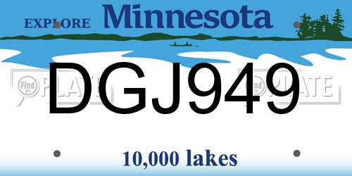 DGJ949 Minnesota License Plate
