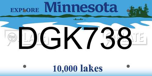 DGK738 Minnesota License Plate