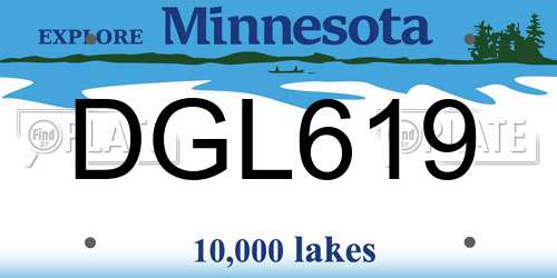 DGL619 Minnesota License Plate
