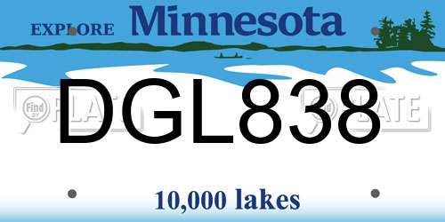 DGL838 Minnesota License Plate