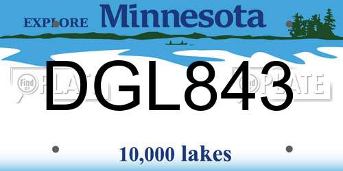 DGL843 Minnesota License Plate