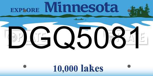 DGQ5081 Minnesota License Plate