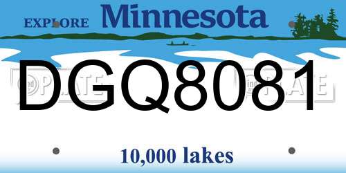 DGQ8081 Minnesota License Plate