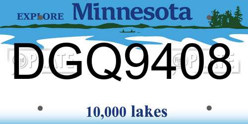 DGQ9408 Minnesota License Plate