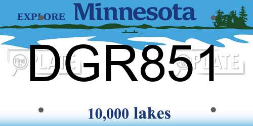DGR851 Minnesota License Plate