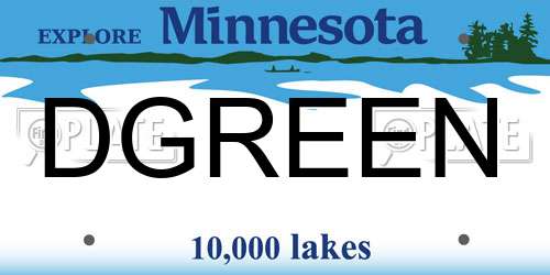 DGREEN Minnesota License Plate