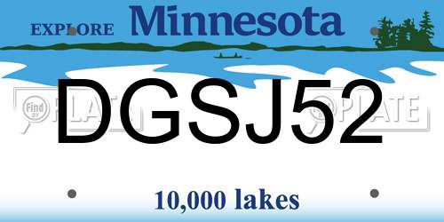 DGSJ52 Minnesota License Plate