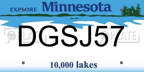 DGSJ57 Minnesota License Plate